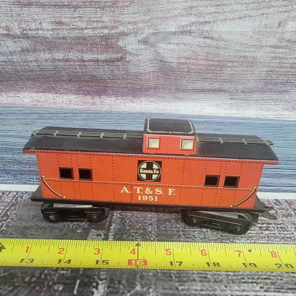 Vintage Marx Santa Fe A.T.&S.F. 1951 Red Caboose tin A T & S F - O Gauge O27